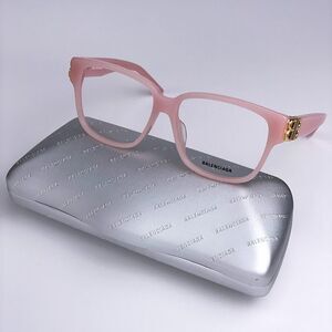 NEW Balenciaga Everyday BB0104O 004 Pink Gold Square Women Eyeglasses